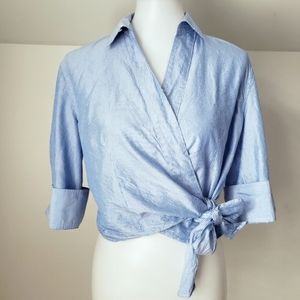 Arket Silk Striped Tie Wrap Top